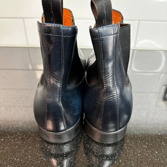 Santoni Blue Leather Chelsea Boots Men US 12 main image 8